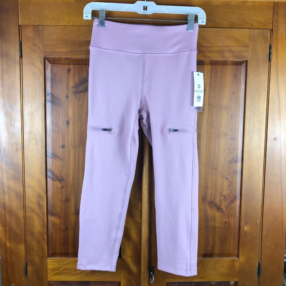 Nine West Active Pink Leggings with Zip Pockets Athleisure Comfy Gym Sporty